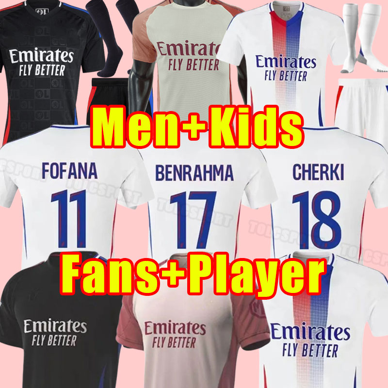 24 25 Maillot de foot Lyon Soccer Jerseys 2024 2025 Olympique Lyonnais OL Digital DEMBELE Fans Player Football Shirts TRAORE MEMPHIS Men Football Jersey Kids Kit