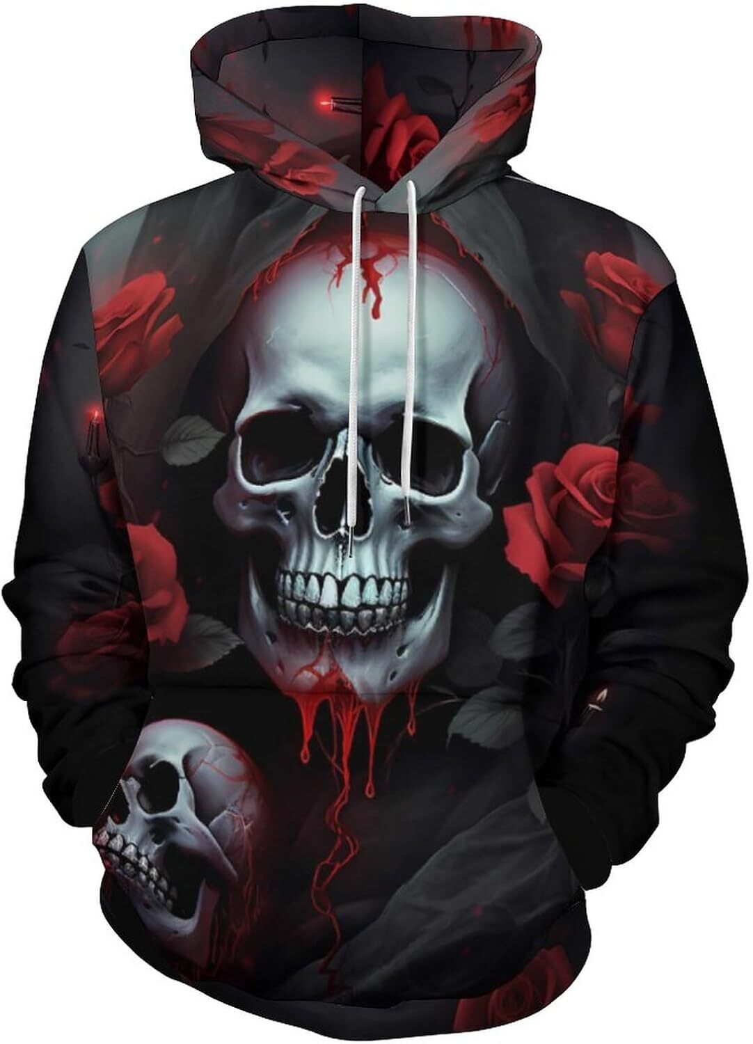 Hoodie for Mens Womens Skull Pullover Hoodie for Men Long Sleeve Crweneck 3D Printed Casual Pullover Hoodie for Men Trendy Gym Men Hoodies Graphic