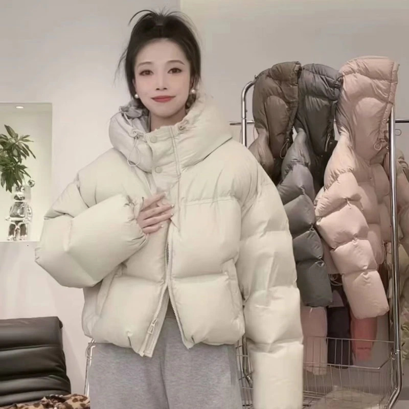 Size Womens Parkas Down Cotton Jackets Autumn Winter Short Thick Hooded Warm Loose Jacket For Women Woman Clothing 240930