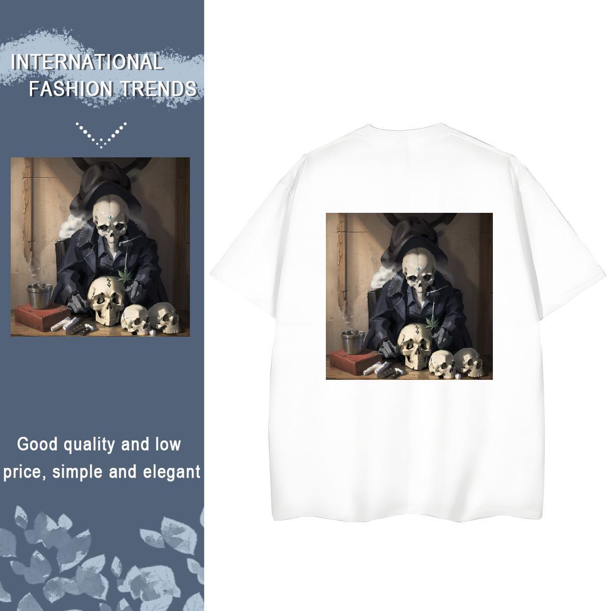 2024 Designer T-Shirts for Women 230g 100% Cotton Breathable Soft Beach skull Lady T shirt Wholesale DIY Printed Tees Shirts