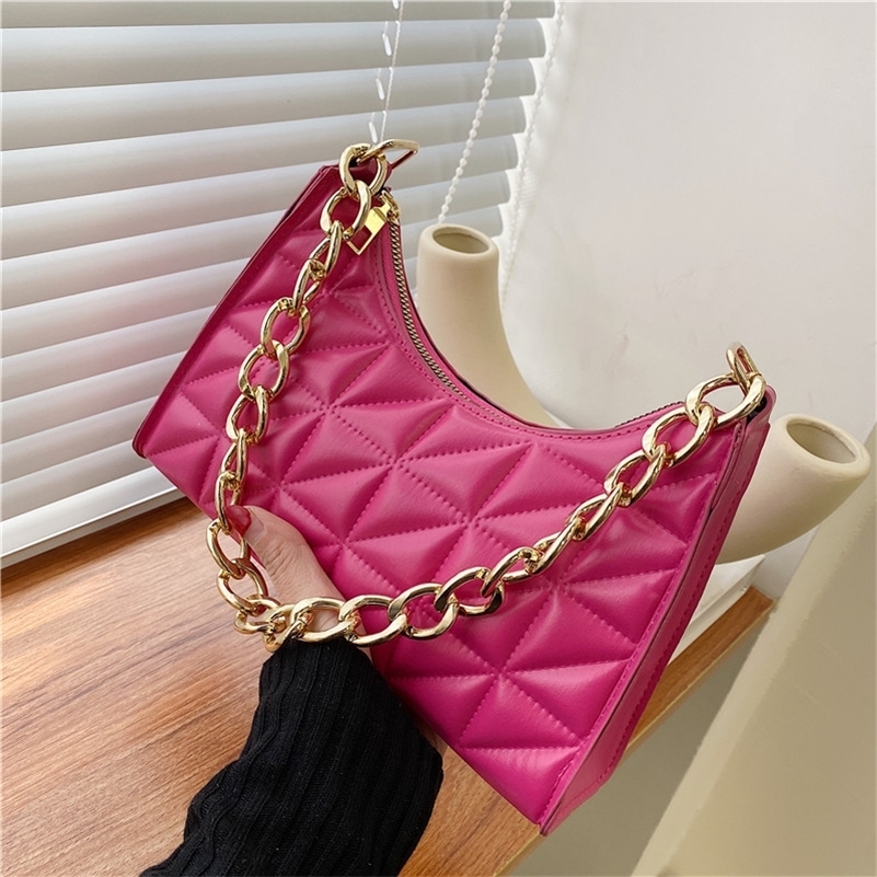 WomenS Shoulder Bag Solid Color Trend Underarm Chain Handbag Female Fashion Texture Shopping y240925