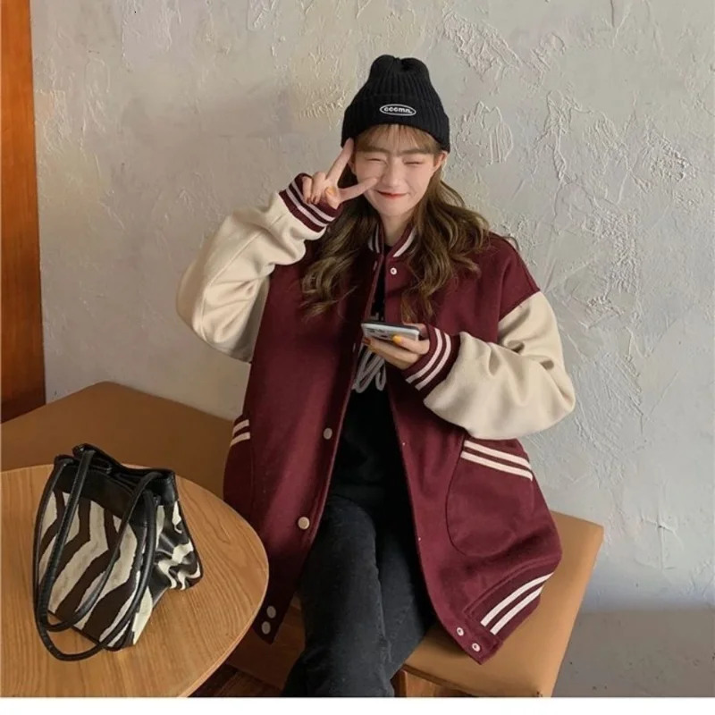 Deeptown Bomber Jacket Women Vintage College Varsity Oversized Korean Fashion Streetwear In Outerwear Baseball Jackets Coat 241011