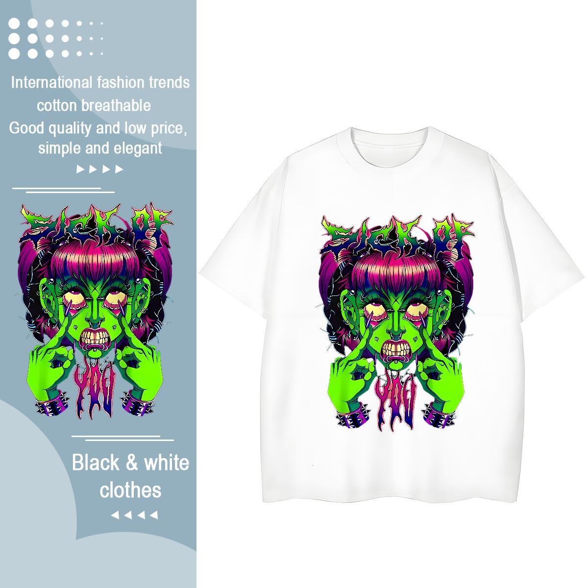 Fashion T shirt 230g Pure Cotton Comfortable Sport skull Couples T Shirts High quality Cartoon Print Tops