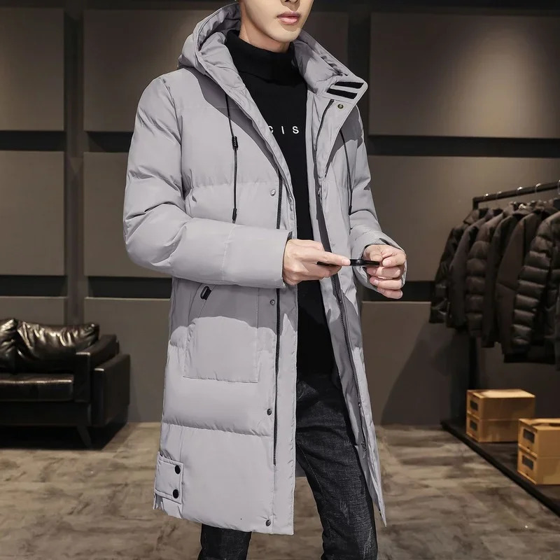Mens long coat winter coat Chaquetas mens hoodie casual winter coat and jacket high-quality mens black warm Parkas 241007