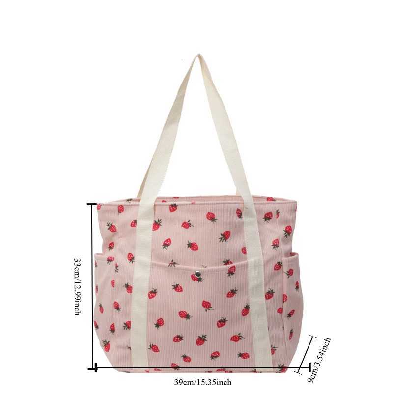 Corduroy handbag Minimalist Underarm womens large capacity casual shoulder bag student classroom notebook bag Y241011