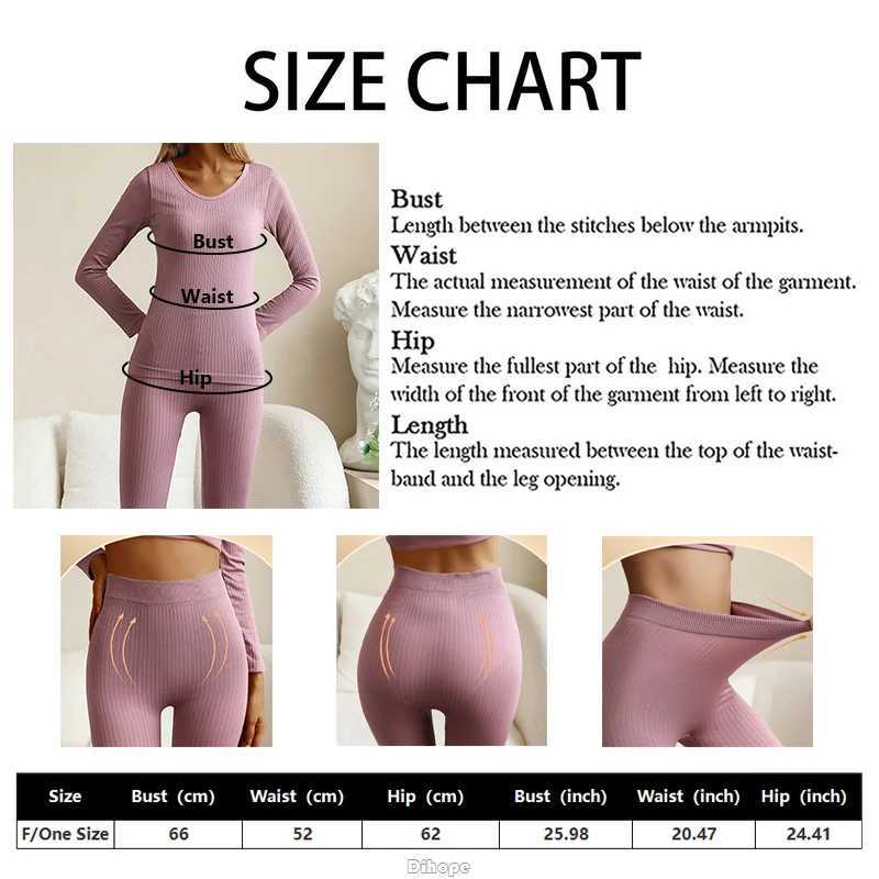 Women's Thermal Underwear Womens Hot Underwear Winter Long Sleve Bottom Seamless Thick Double Layer Warm Underwear Womens 2-piece Set Slepwear Y2