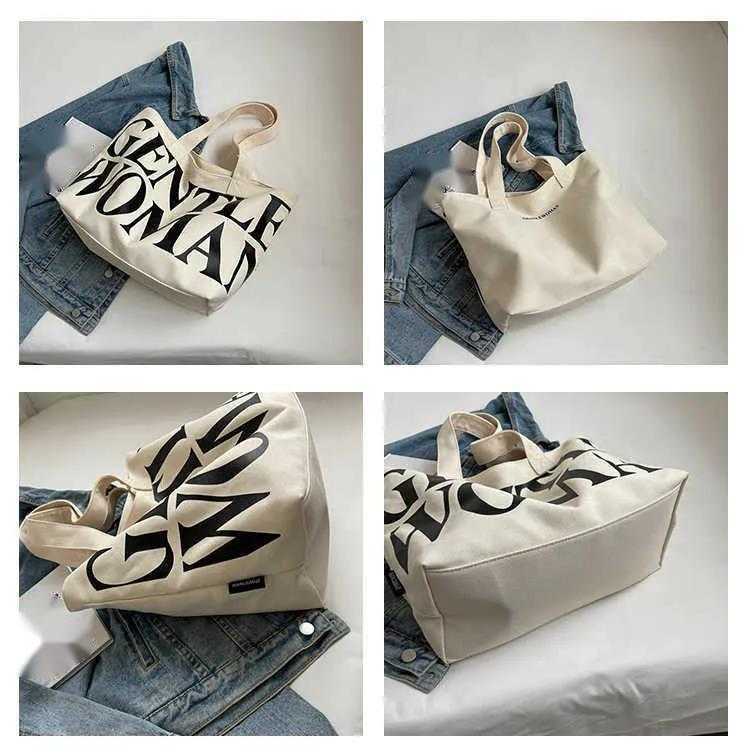Fashion Canvas Bags Gentle Woman Tot Mommy Bag Letter Printed Designer Bag Simple Shoulder Trendy Large Capacity Shopping Bags