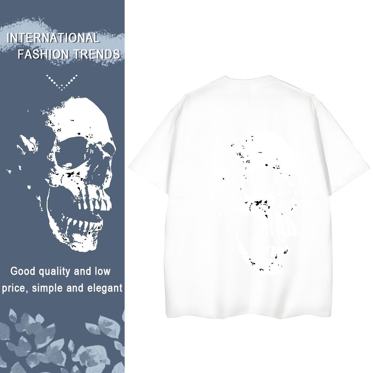 Fashion T Shirts Women 230g Cotton Round Neck Short Sleeve Street Wear skull Women Tees Brand Oversized Clothings