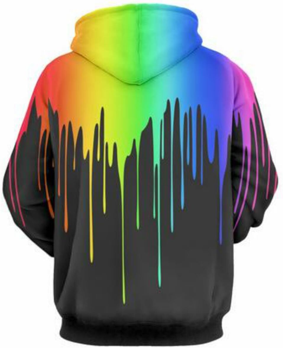 Hoodie for Mens Womens Mens 3D Printed Rainbow Watercolor Paint Long Sleeve Hoodie Pullover Sweatshirt Graphic keep warm