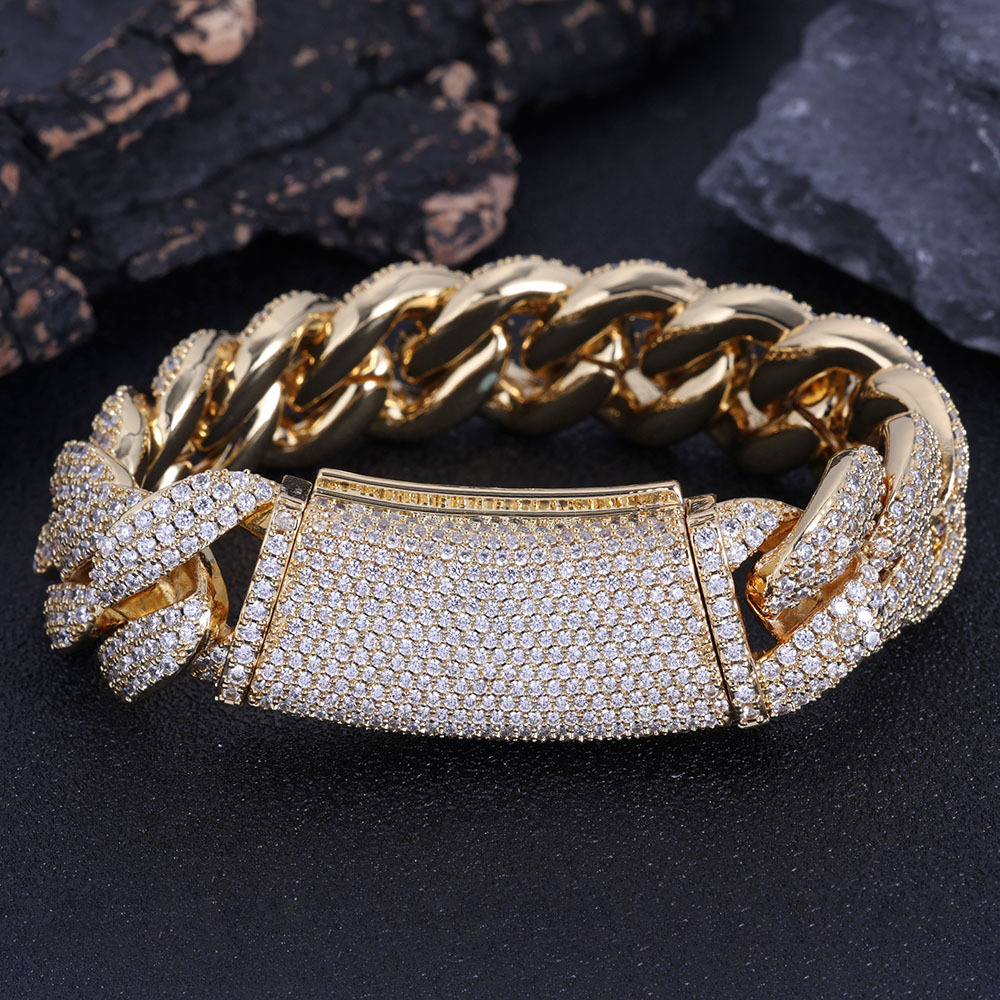 18mm Hip Hop Bubble Miami Cuban Chain Mens Necklace Gold Plated Full 5A Zircon Jewelry