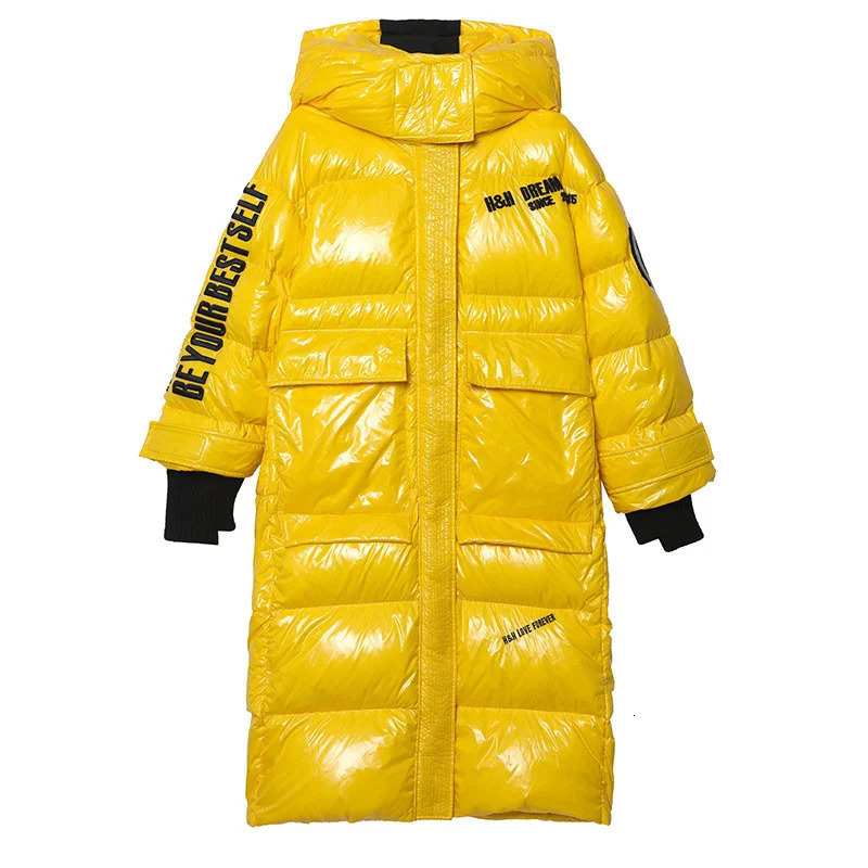 Womens shiny down cotton jacket winter Korean thick warm turtle neck Parka loose slim fit hooded for women 241010