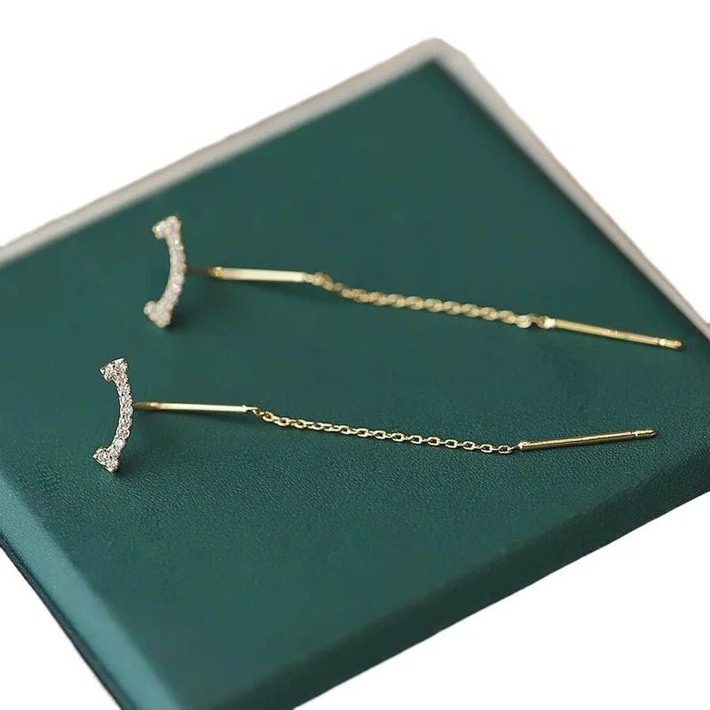 2024 Trendy Long Wire Tassel Thread Chain Climb Star Heart Beads Pendants Drop Earrings Accessories Jewelry y240906