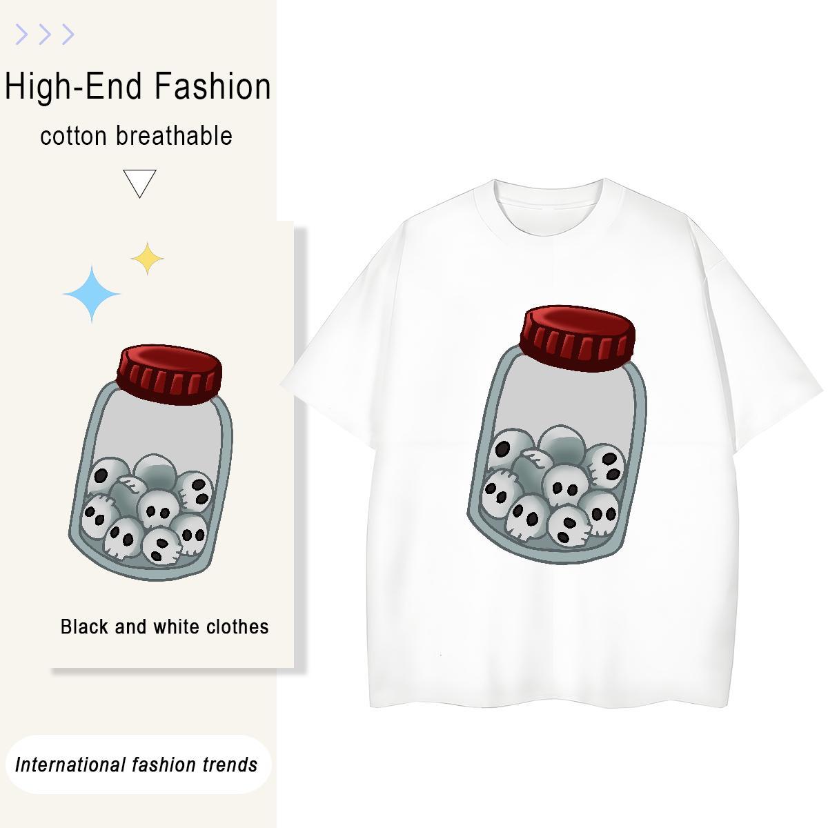 Brand T Shirts Women 230g 100% Cotton O Neck Short Sleeves Home Outdoor skull Women Tshirts Lady Plus Size Cartoon Clothes Shirt