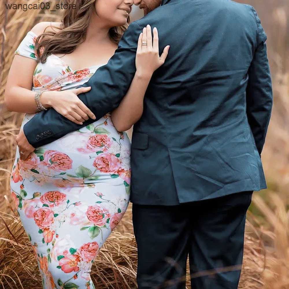 Maternity Dresses 2023 Pregnant Women Floral Long Maxi Dresses Maternity Gown Photography Photo Shoot Clothes Pregnancy Summer Beach Sundress L240910