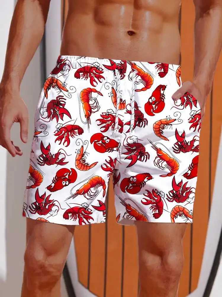 2024 Summer 3D Printing Hawaiian Vacation Style Printed Shorts Mens Board Shorts Casual Swimming Luggage Drawstring Breathable Shorts W241010