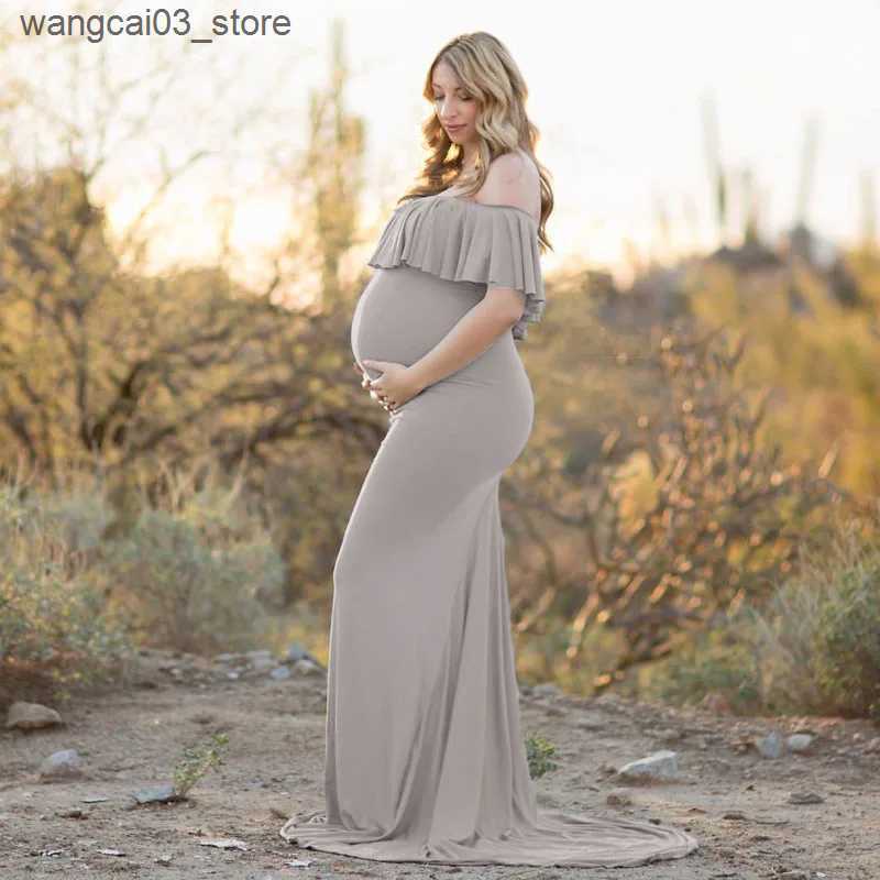 Maternity Dresses Maternity Dresses Maternity Photography Props Plus Size Dress Elegant Fancy Cotton Pregnancy Photo Shoot Women Long Dress L240910