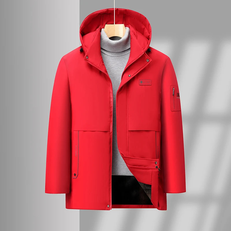 Mens Velvet Warm Parkas Cotton Jacket Mens Casual Jacket Fashion Thick Winter Mens Business Cotton Parkas Winter Jacket 241007