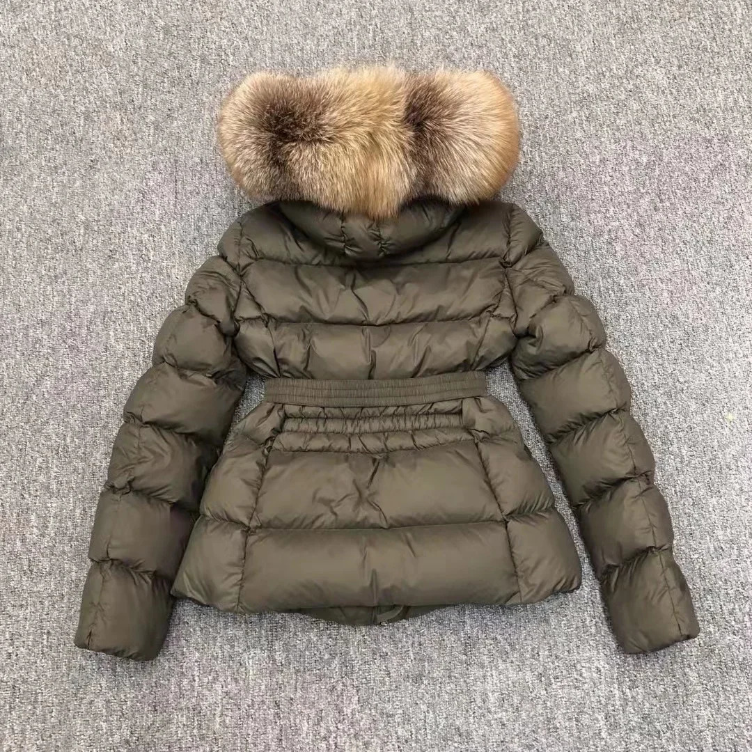 Womens Real Fox fur collar down jacket hood white duck down Parka hooded winter jacket 241011