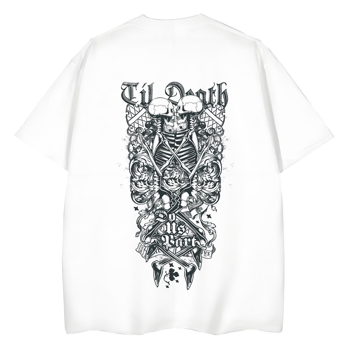 Classic T Shirt For Woman 230g Pure Cotton Breathable Crew Neck Street Wear skull Tshirt for Man Woman Lady Oversized Tops Shirt