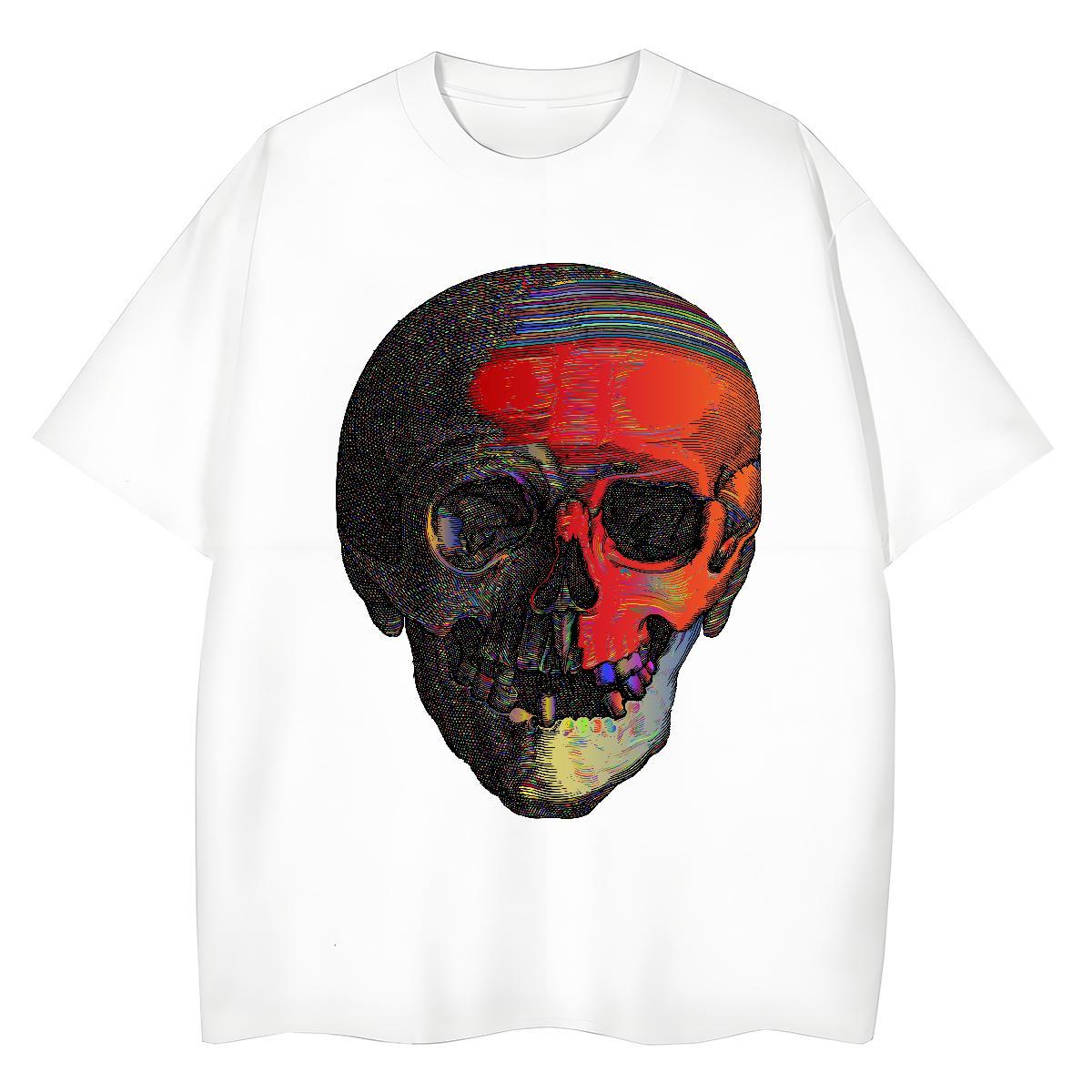 Classic T shirt 230g Pure Cotton Round Neck Short Sleeve Summer Casual skull Woman Tshirt Female Plus Size Cartoon Tops