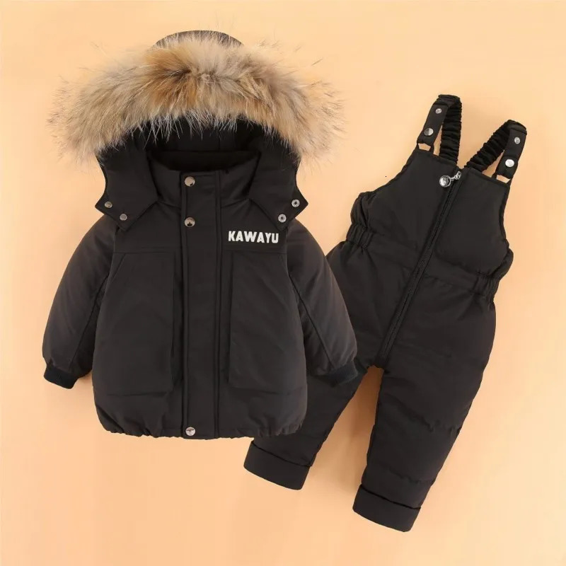UNITIM Winter Boys Hooded Warm JacketSolid Coat 13 Year Old Preschool 2PCS Skiing Clothes 241007