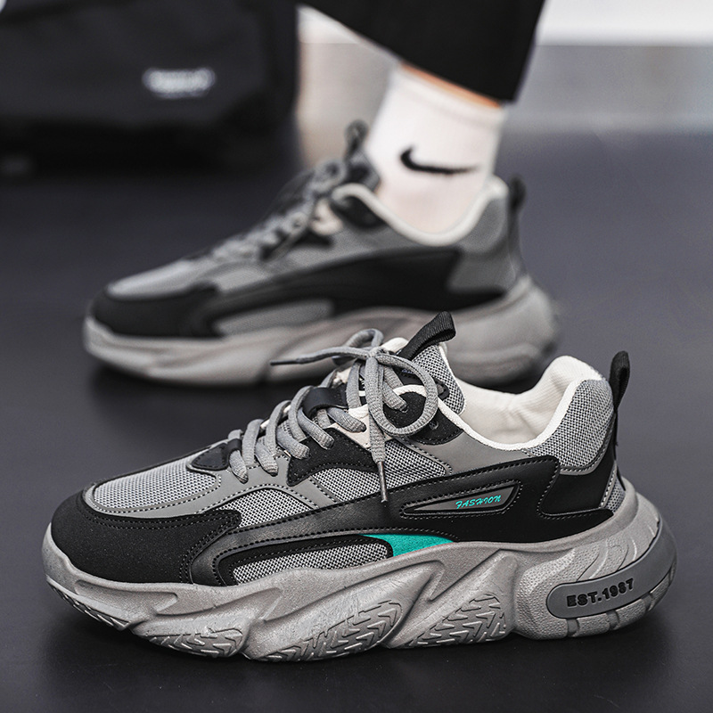 Men Shoes Fashion Sports Shoes Chunky Shoes Breathable Casual Sneakers Thick Sole Anti Slip Triple Black White Beige Free shipping