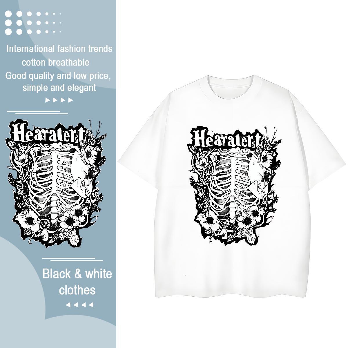 2024 DIY Woman T Shirts 230g Pure Cotton Breathable Outdoor skull Tshirt for Man Woman Designer Nice Floral Print Clothes