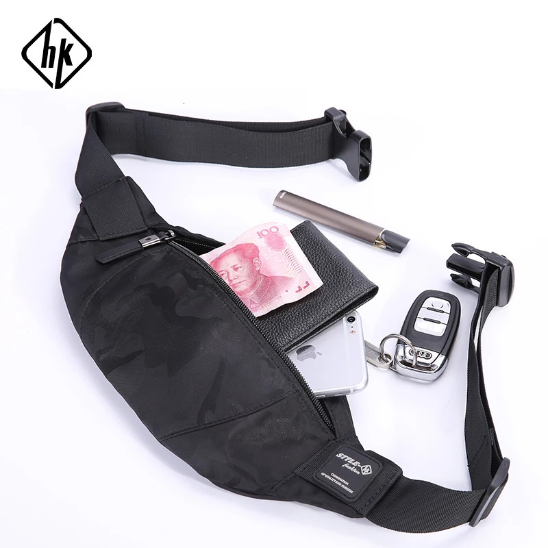 Hk mens casual Fanny bag waist bag money bag phone strap bag camouflage black gray shoulder strap bag shoulder strap bag 241008