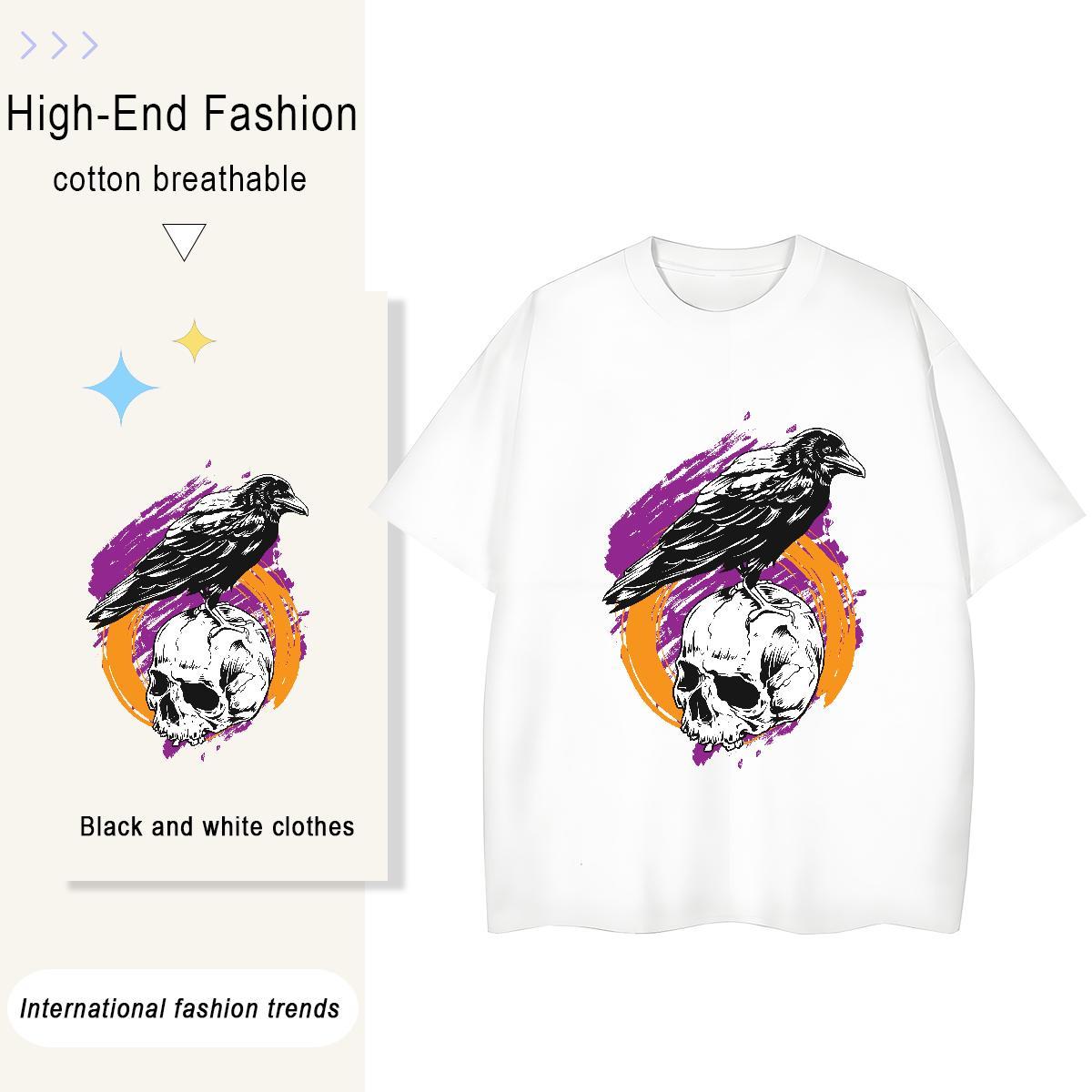 Factory Direct T-Shirts 230g Pure Cotton Breathable Soft Sports Street Wear skull Couples T Shirts Free Shipping Customized Print Clothes Shirt