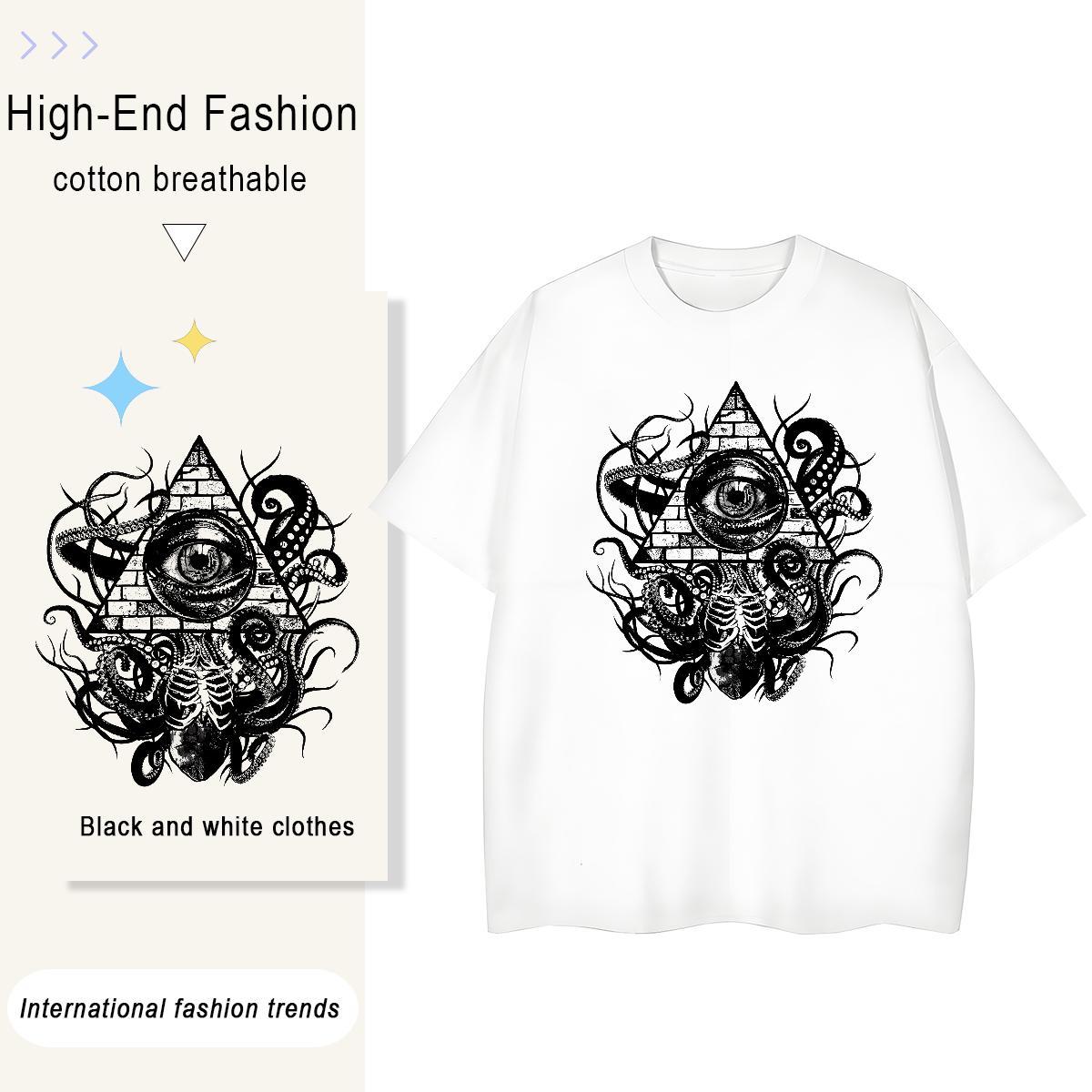 2024 Womens T Shirts 100% Cotton 230g O Neck Short Sleeves Casual Beach eye of the devil Womens Tshirts Loose fit Oversized L-4XL Tees