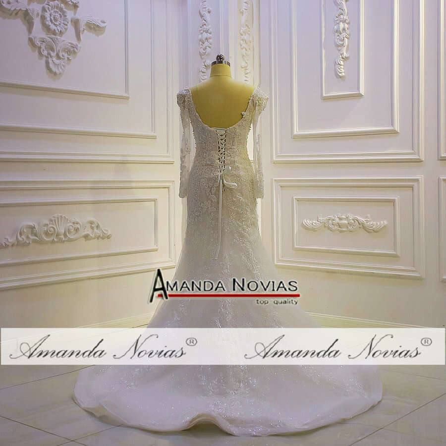 Champagne color 2 in 1 wedding dress mermaid