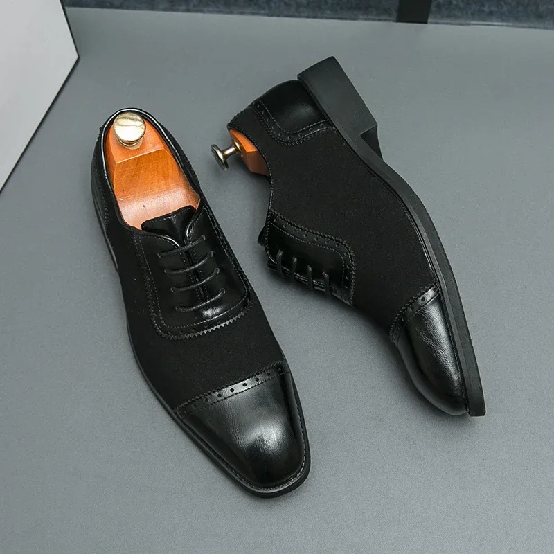 Mens Brogo Business Professional Shoes Suede Elegant Gentlemens Shoes British Style Wedding Black Dance Shoes 241007