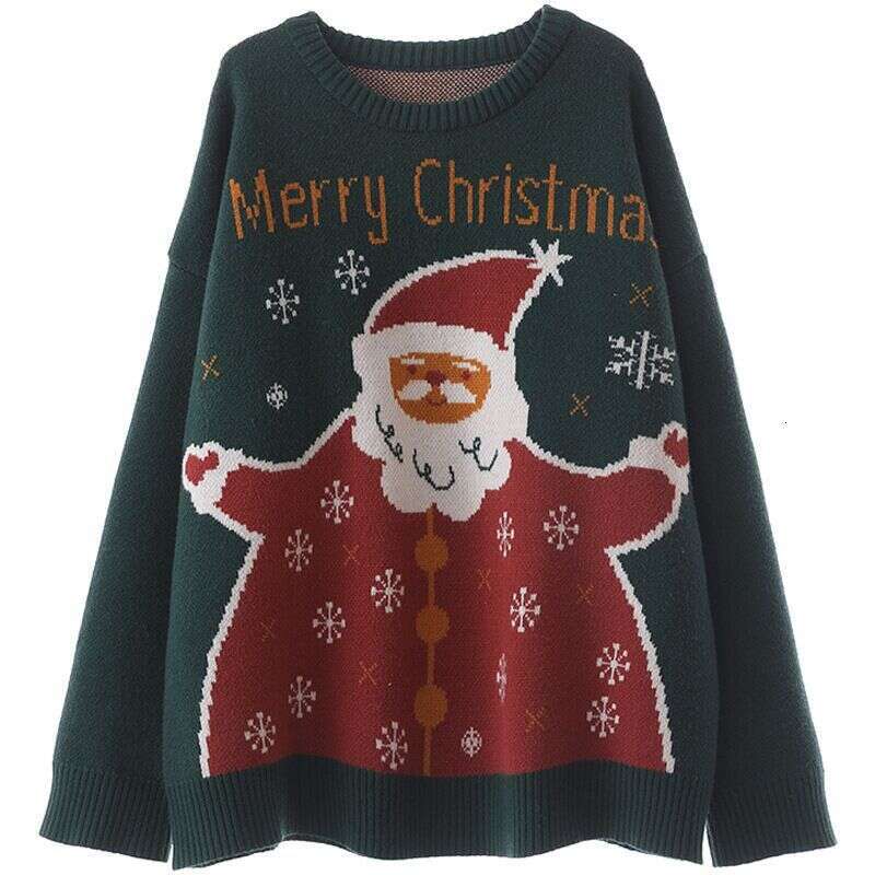 2024 Christmas unisex deer jacquard sweater for autumn and winter, warm knit sweater, round neck pullover