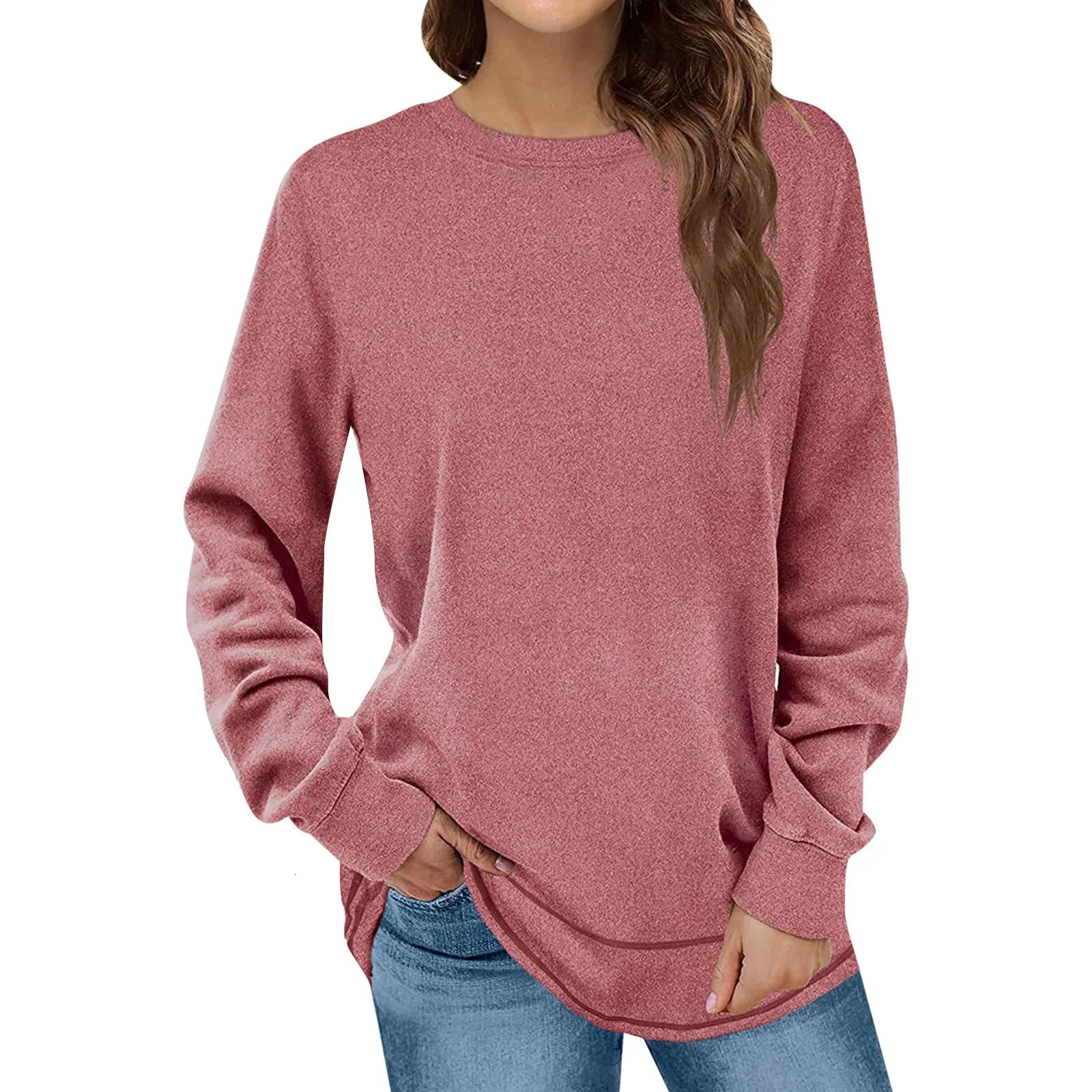 Womens Sweatshirts Soild Large For Women Crewneck Long Sleeve Fashion Shirts Tops Christmas Shirts Women Hoodies 241011