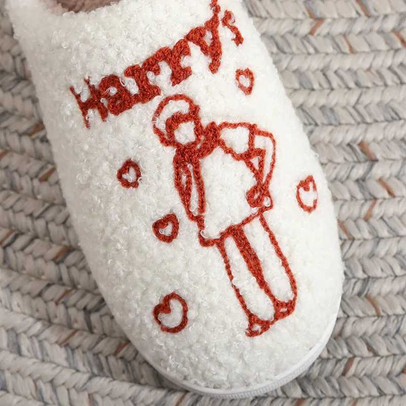 Womens Plush Slippers European American Idol Harrys House Cotton Slippers 2024 Winter New Warm Home Couple Shoes Indoor Shoes Z241011