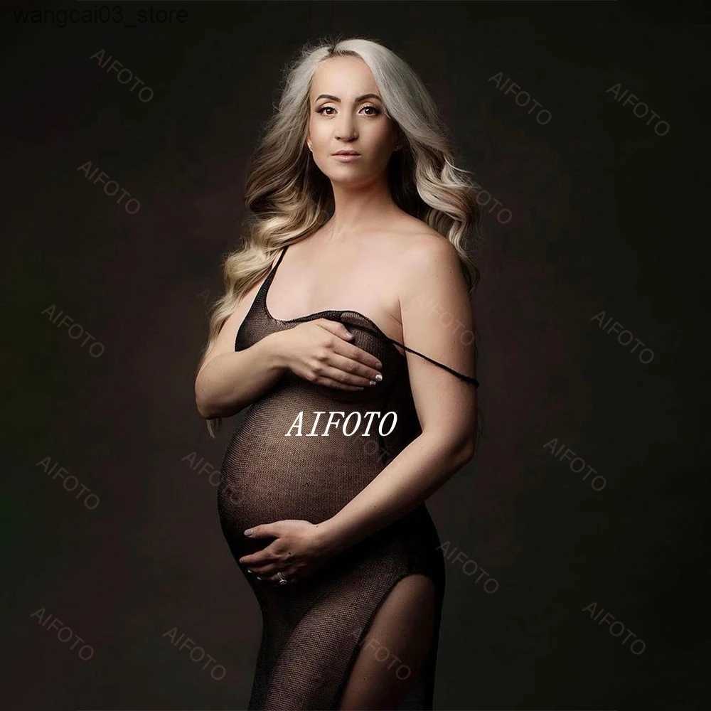 Maternity Dresses Womens Dresses For Photo Shooting Maternity Dress Gold Knitted Robe Gowns Pregnancy Photography Props Clothing Pregnant Woman L24091