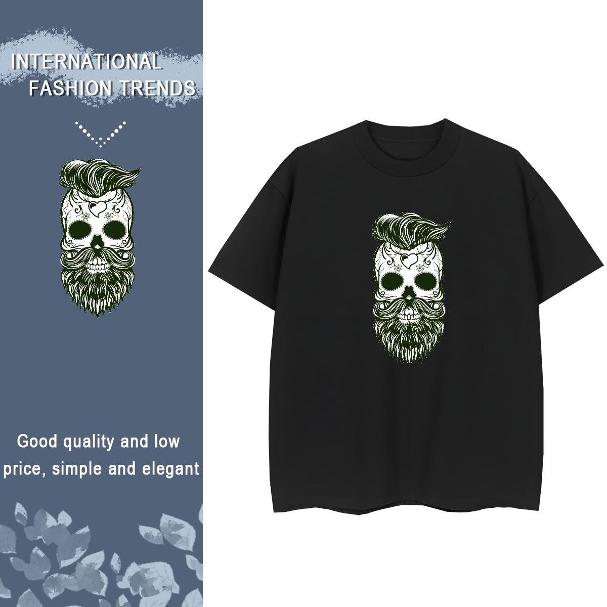 Fashion Casual T Shirts Women 230g Pure Cotton O Neck Short Sleeves Casual Sport skull Women Tshirts Soft Skull Top Tees