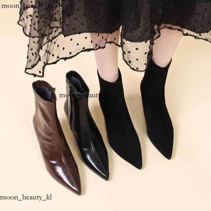 Designer Boot Sheepskin Pointed Short Boots For Women, 2024 Autumn And Winter New Style, Fashionable And Simple, Slim Heels High Heels Fashionable Tem