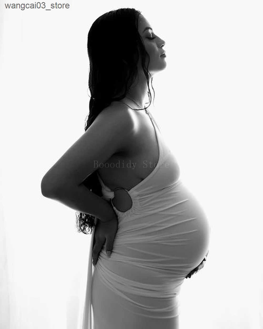 Maternity Dresses Sleeveless Milk Silk Backless Pleated Bodycon DressSummer 2024 Elegant Sexy Maternity Dress Perfect for Photography Shoots L240910