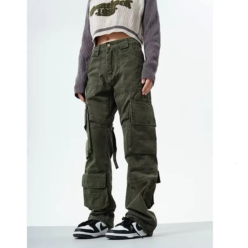 Couple cargo pants Hip Hop High Street Retro American retro multi pocket casual pants streetwear Y2K jeans 241007