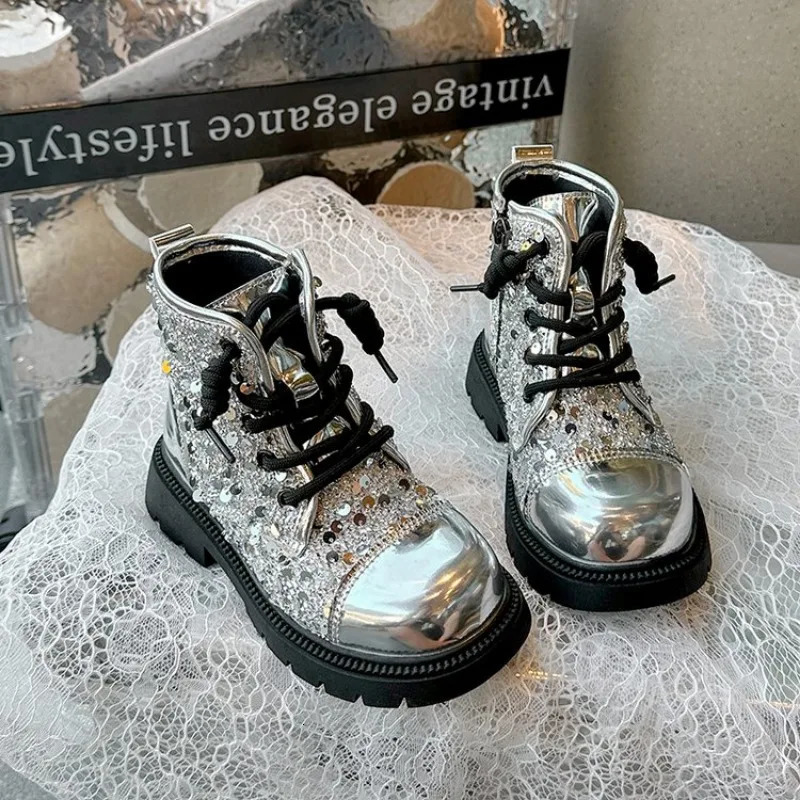 Girls Sock Boots Kids Ankle Nonslip Fashion Bow Elegant Glossy UK Uniform Child School Shoes Casual Socks Princess y240905