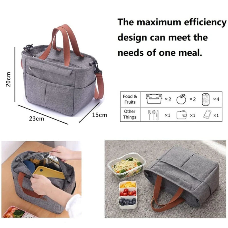 Portable lunch box insulated bag picnic food cooler bag large capacity shoulder bento storage bag 241008