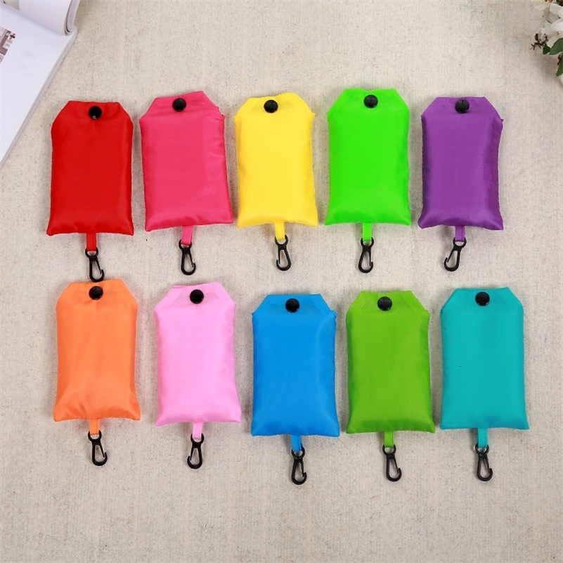 Shopping Bag Solid Color Ecofriendly Folding Reusable Portable Shoulder Handbag Polyester for Travel Grocery y240925