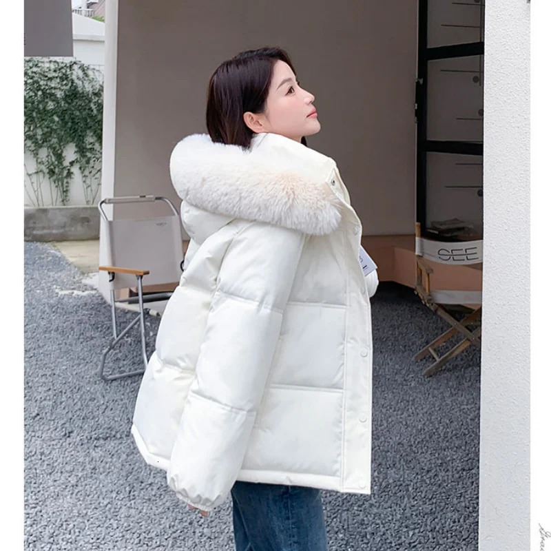 Blue down jacket womens coat black hooded fashion American streetwear Y2K style duck down jacket womens winter short jacket 241009