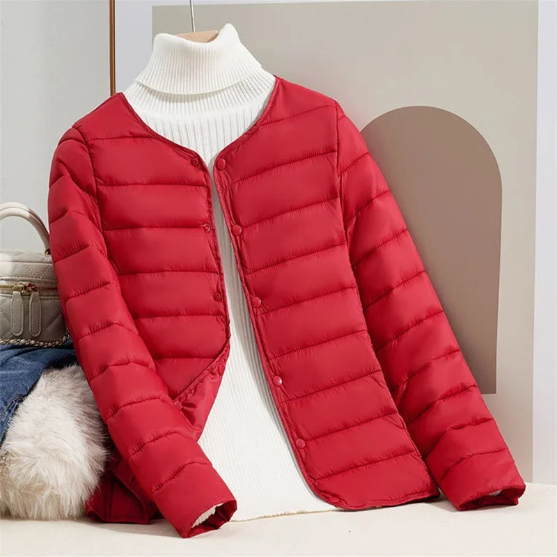 Fashion Lightweight Down Cotton Jacket Female Spring Autumn Coat Tops 2024 Short Women Jackets Slim Warmth Outerwear 241009