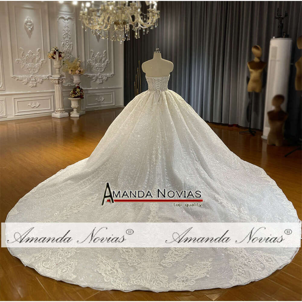 Strapless Lace Detachable Sleeves Ball Gown Wedding Dress Off The Shoulder Sequins or-Length Princess Bride Vestido De Noiva Custom Made
