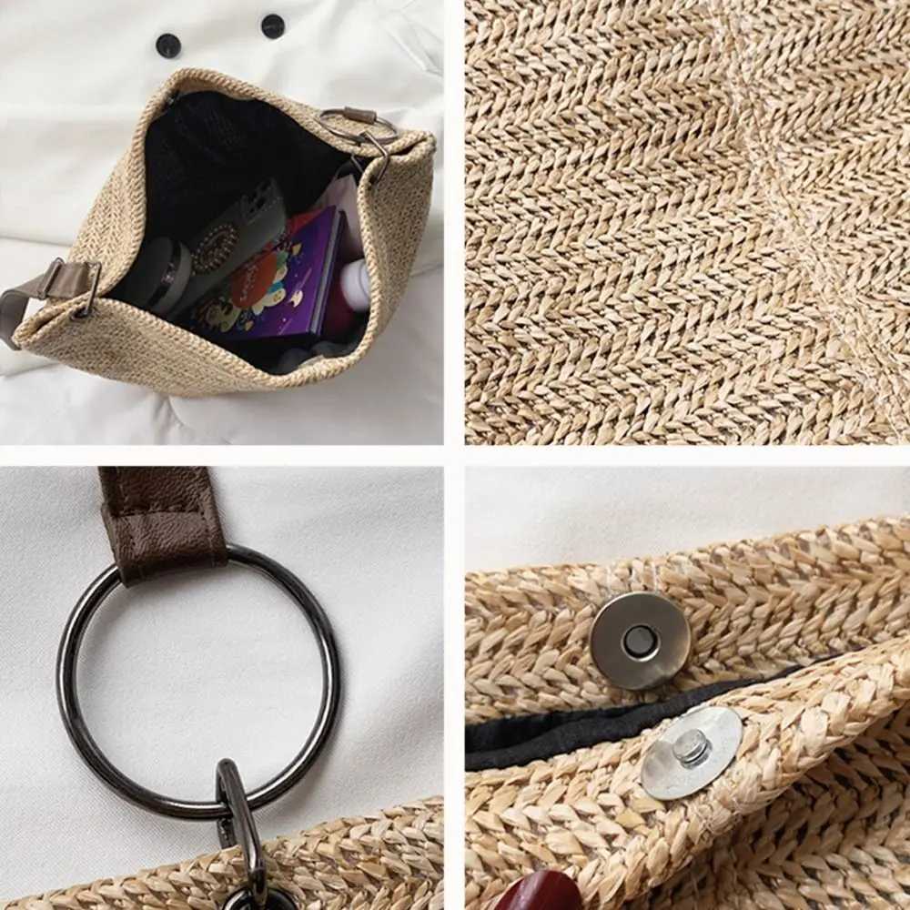 Rattan Straw Bag Cute Large Capacity Hand Woven Handbag Womens Handbag Y241011