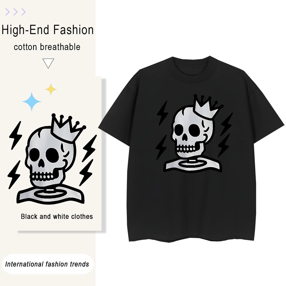 2024 Casual Women T Shirts 230g Cotton Short sleeve Soft Daily Wear crown Women Tees Nice Black Oversized Tops Tees