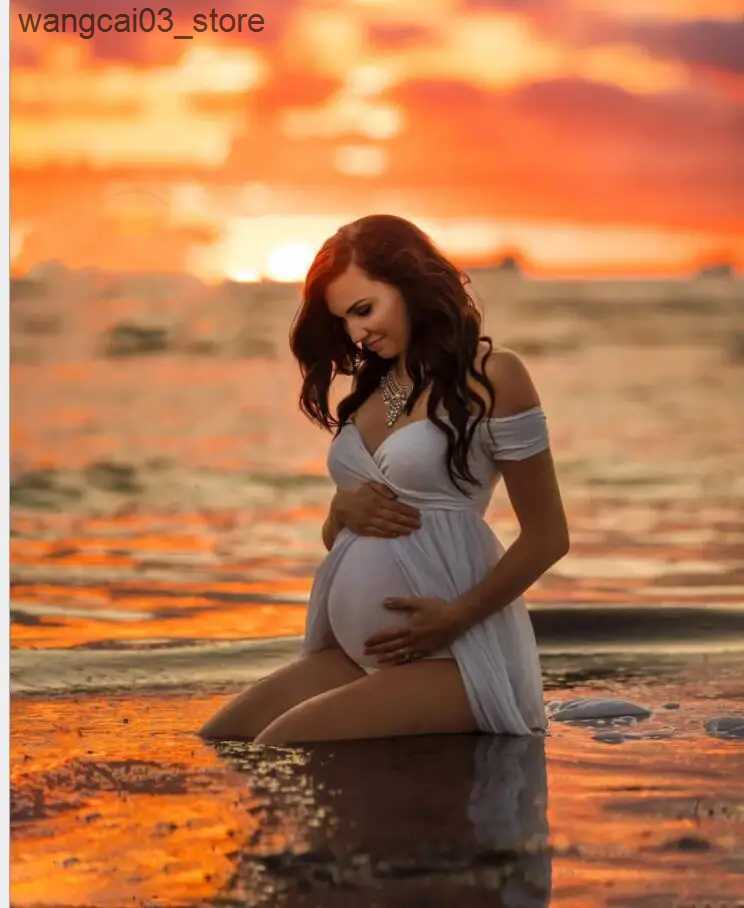Maternity Dresses Fashion Long Maternity Photography Props Pregnancy Dress Photography Maternity Dresses For Photo Shoot Pregnant Dress L240910 L24091