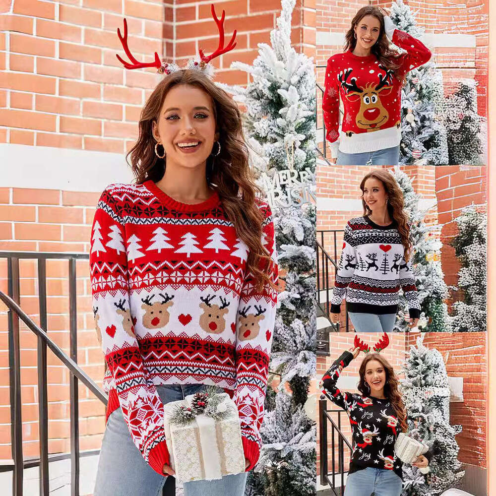 Jacquard casual pullover Christmas for lazy style autumn and winter women's knitted sweater